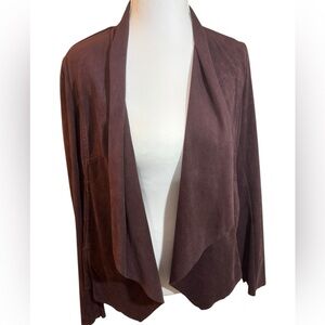 KUT from the Kloth Faux Suede Open Front Drape Jacket Women’s Small Brown
